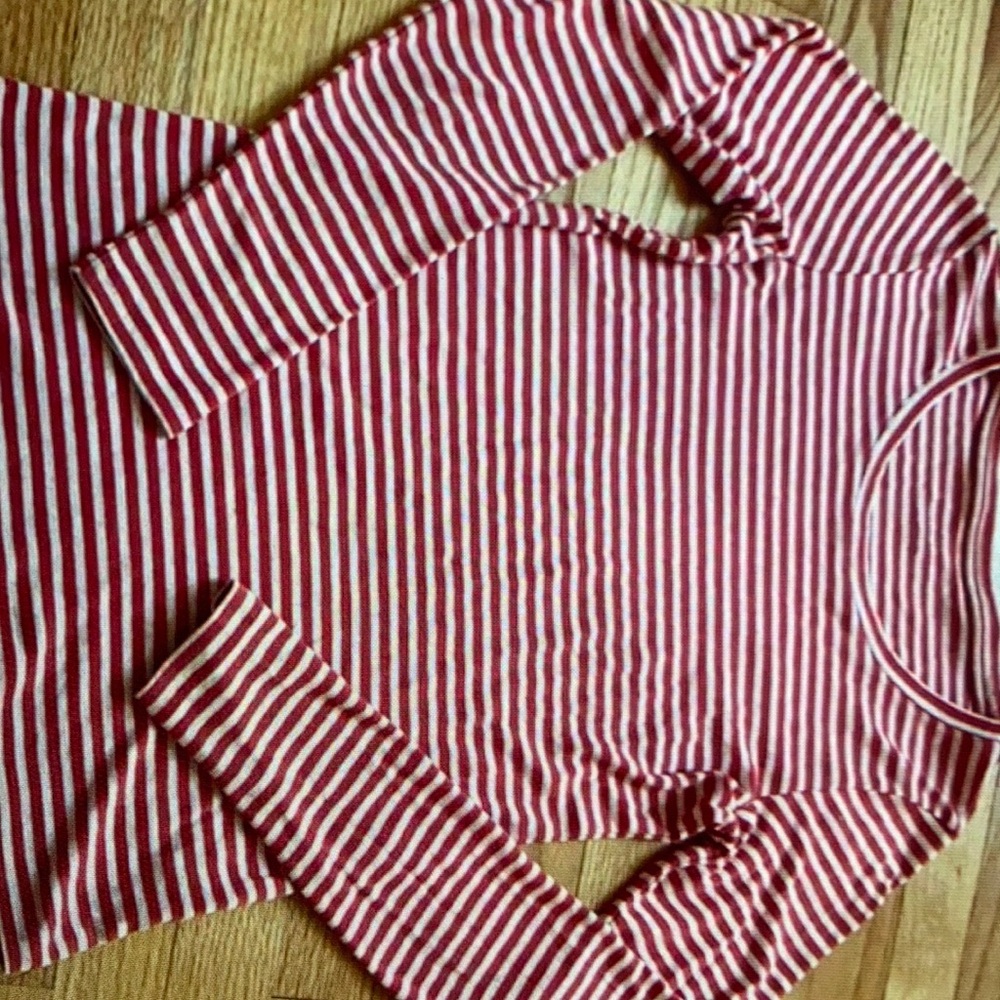 Caslon Striped Orange Heathered Oatmeal long sleeves Fall top autumn